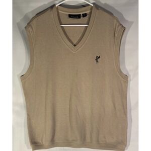 Ashworth Sweater Vest Men's Size L Beige Knit Golf Sleeveless Tank Jumper VTG